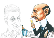Enrico di Carlo visto da Marco Martellini, mentre brinda con d'Annunzio