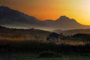 La bella addormentata,tramonto Gran Sasso
