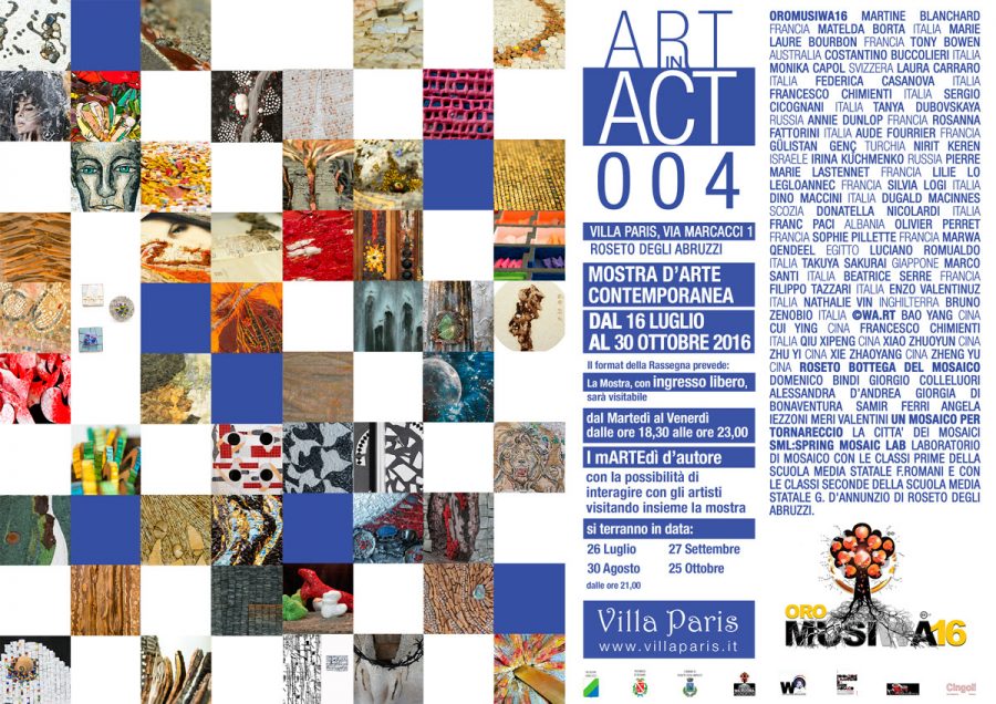 Locandina della mostra internazionale dedicata al mosaico contemporaneo "Oro Musiwa 2016"
