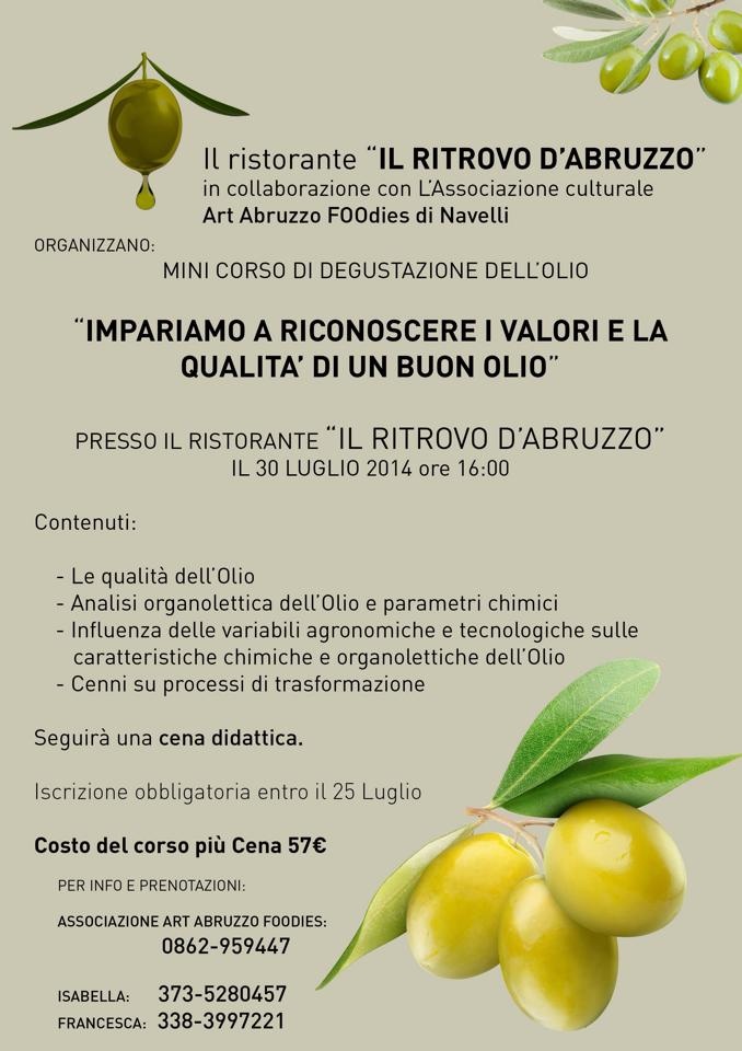 Corso di degustazione dell’Olio e cena didattica a Civitella Casanova