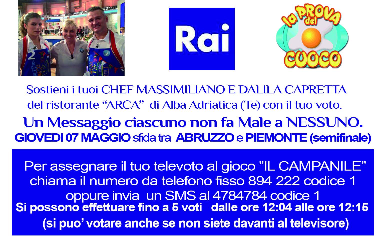 Il ristorante L’Arca di Alba Adriatica alla semifinale nazionale de “La Prova del cuoco”