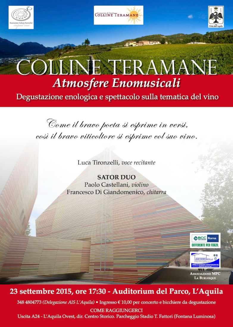 Vino e poesia si incontrano all’Auditorium del Parco all’Aquila